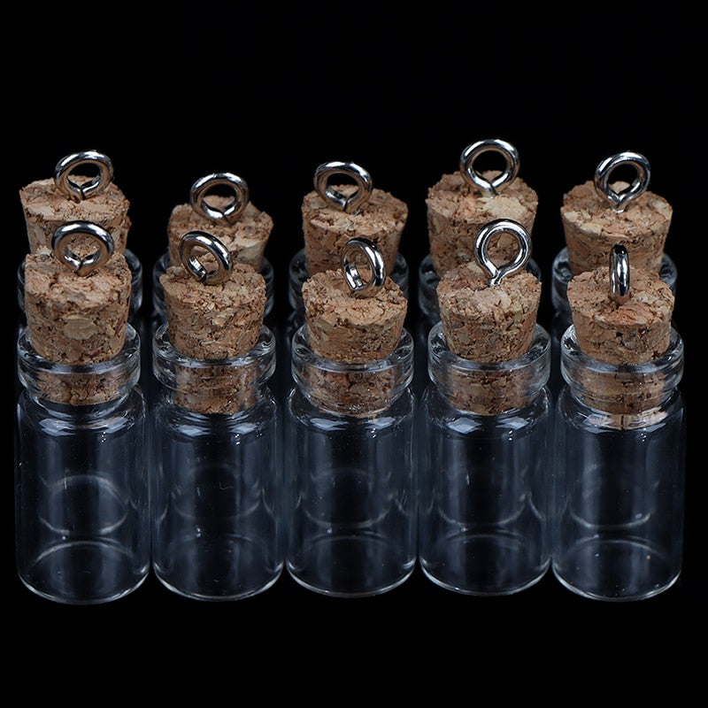 Mini Glass Corked Bottles with Necklace Loop (10Pcs) – Wade Vetiver's  Apothecary & Esoterica - The Order of Aradia Publishing