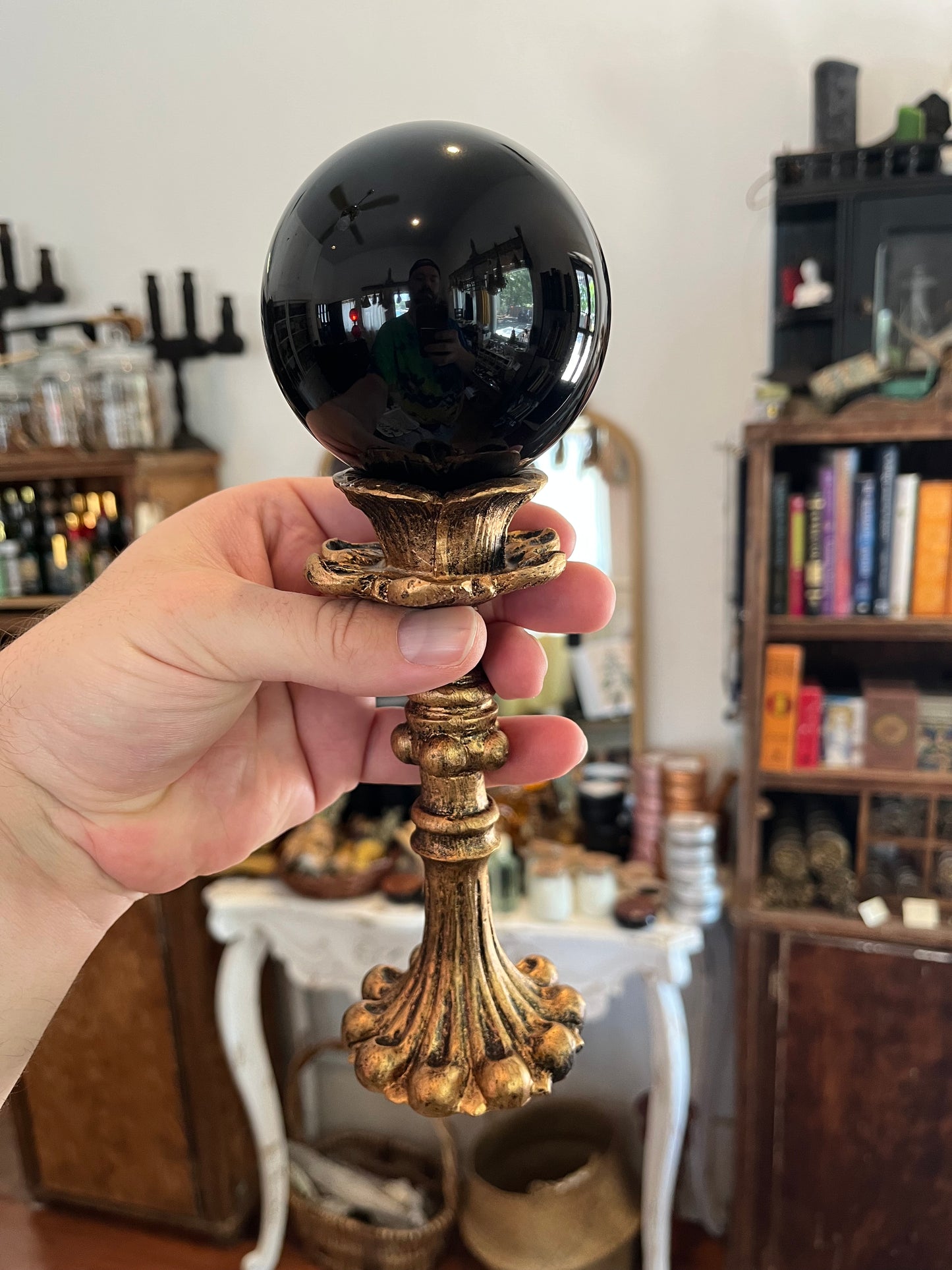 Obsidian orb on stand (2)