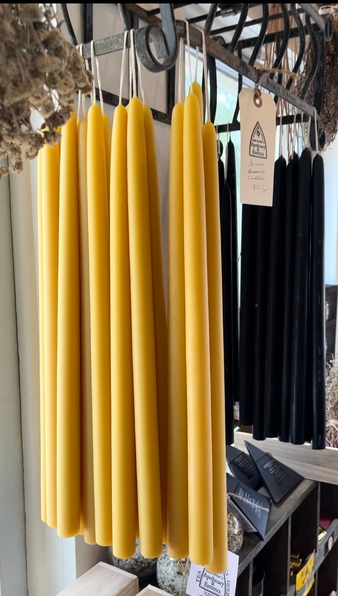 Beeswax tapers (Hanging Pair - 16 inch)