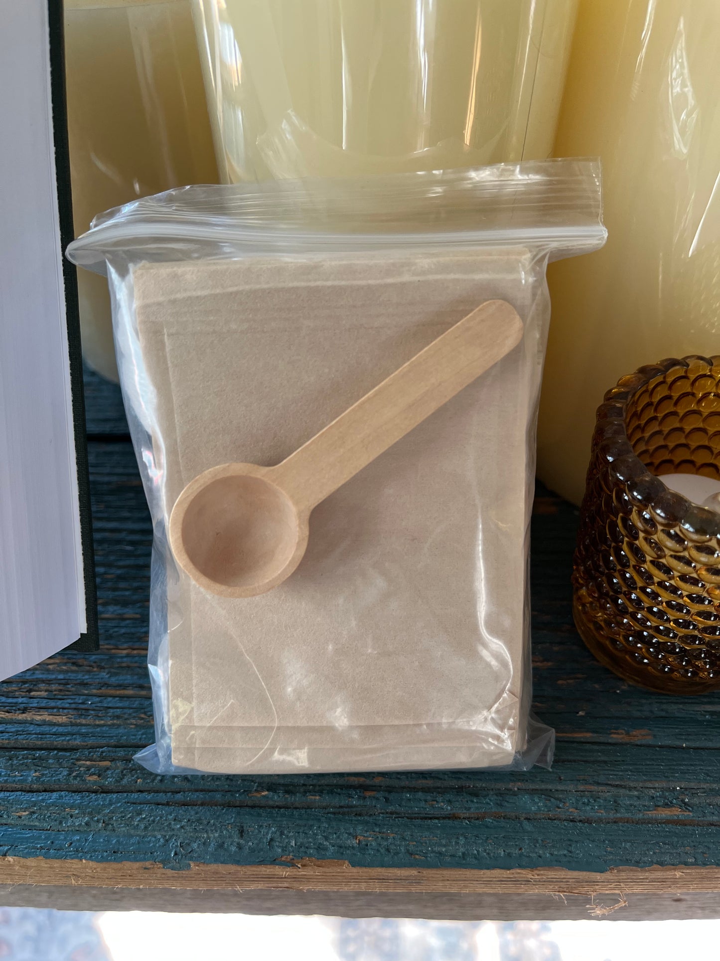 Drawstring Tea Bags and wood spoon 100pcs